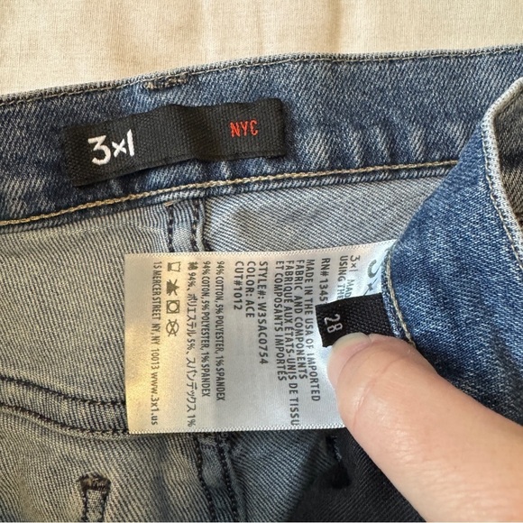 3x1 NYC 28 Straight Leg Medium Wash Raw Hem JEANS Ankle Classic Mom Y2K - Picture 8 of 8